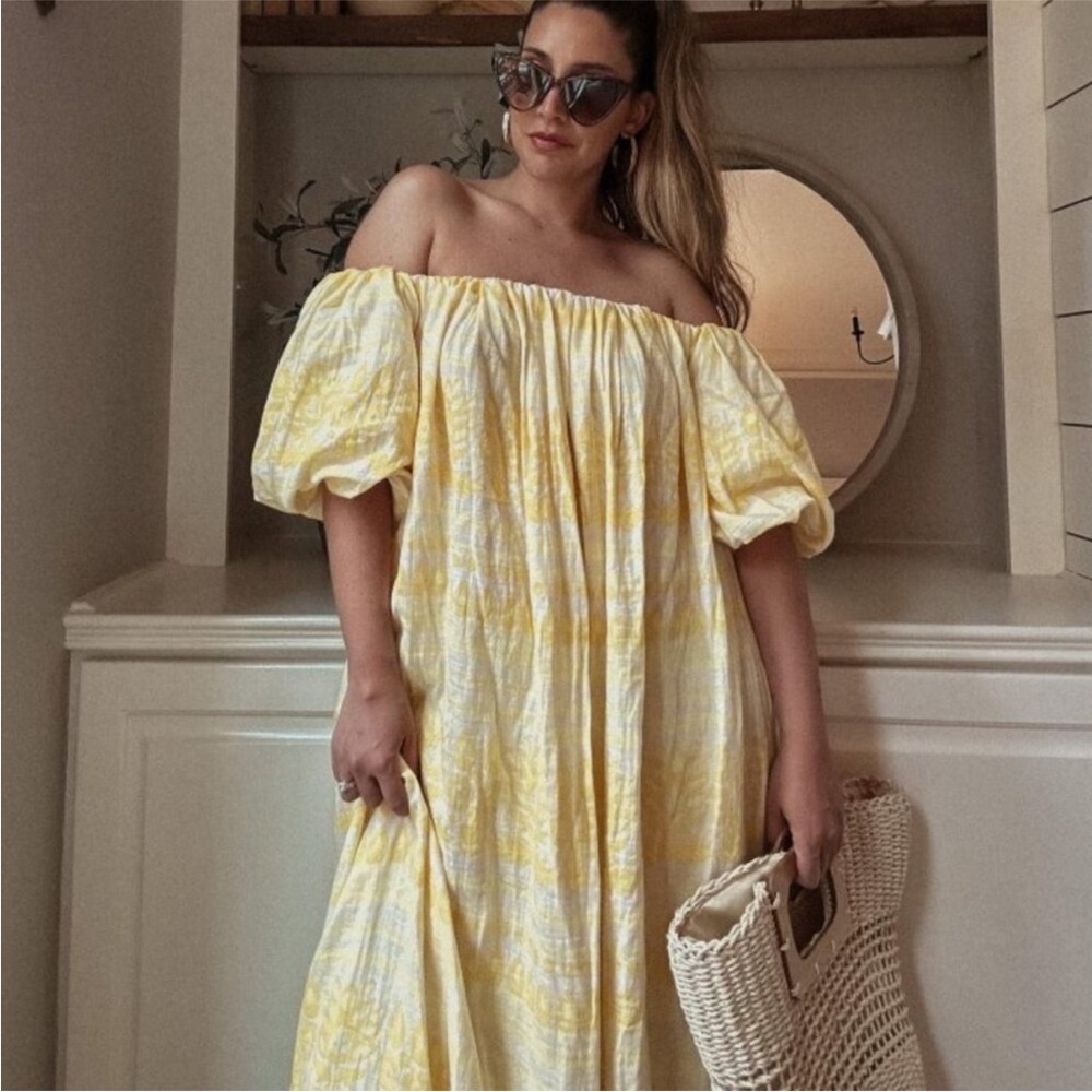 Future Collective SMALL Floral Off The Shoulder Puff Sleeve Midi Dress NEW - Picture 5 of 11